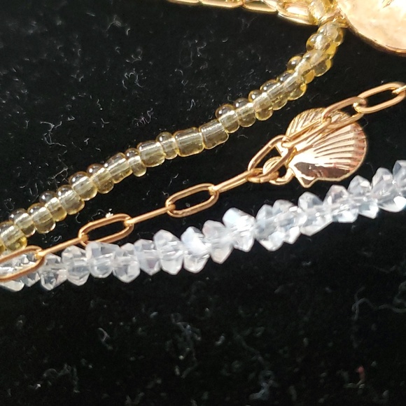 🆕️Anthro Seaside Anklets 3pc Gold 14k plated brass - Picture 10 of 11